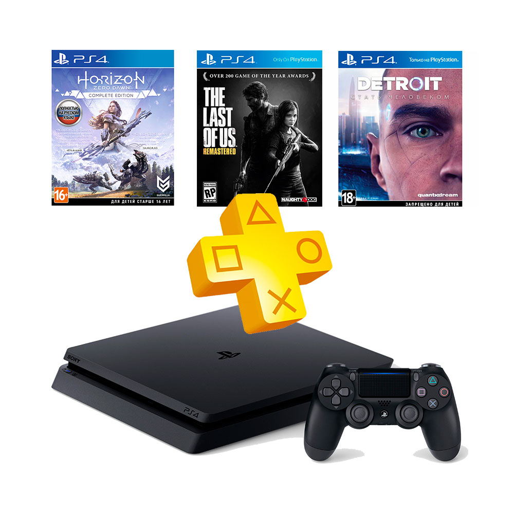 PlayStation 4 Slim 1TB + Detroit: Стать человеком + Horizon: Zero Dawn  Complete Edition + Одни из нас: Обновленная версия + 3 месяца PS Plus -  купить в Минске, цены