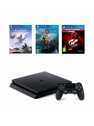 PlayStation 4 Slim 1TB + Gran Turismo Sport + God of War + Horizon: Zero Dawn Complete Edition
