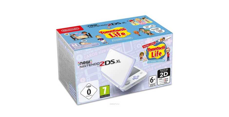 New Nintendo 2DS XL (белый + лаванда) + Tomodachi Life