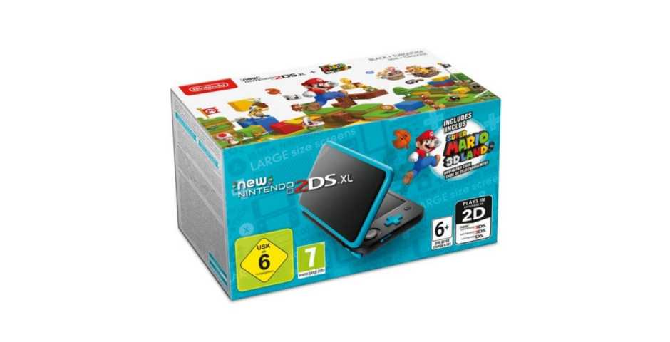 New Nintendo 2DS XL (черный + бирюзовый) + Super Mario 3D Land (код)
