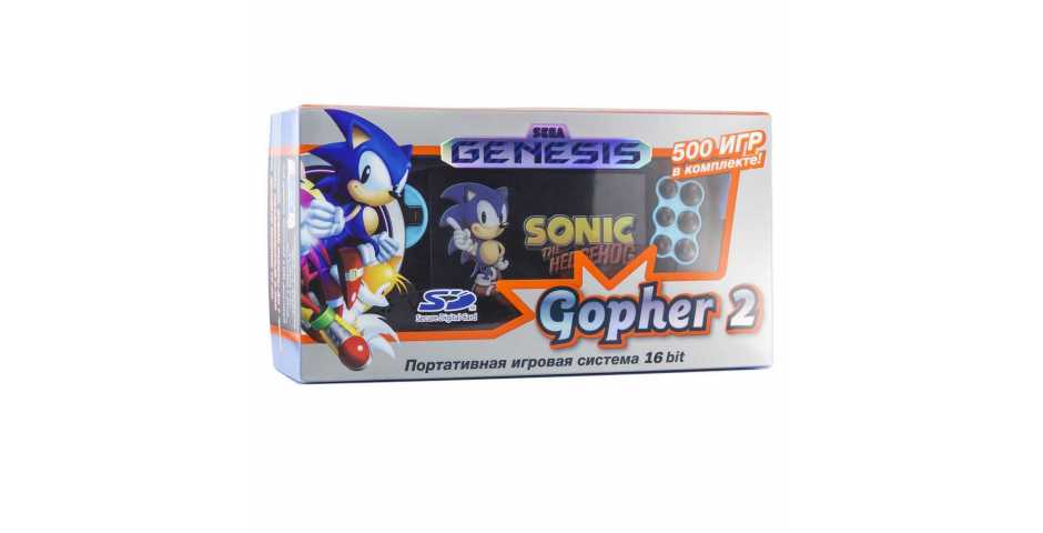 SEGA Genesis Gopher 2 LCD 4.3" + 500 игр (синяя)